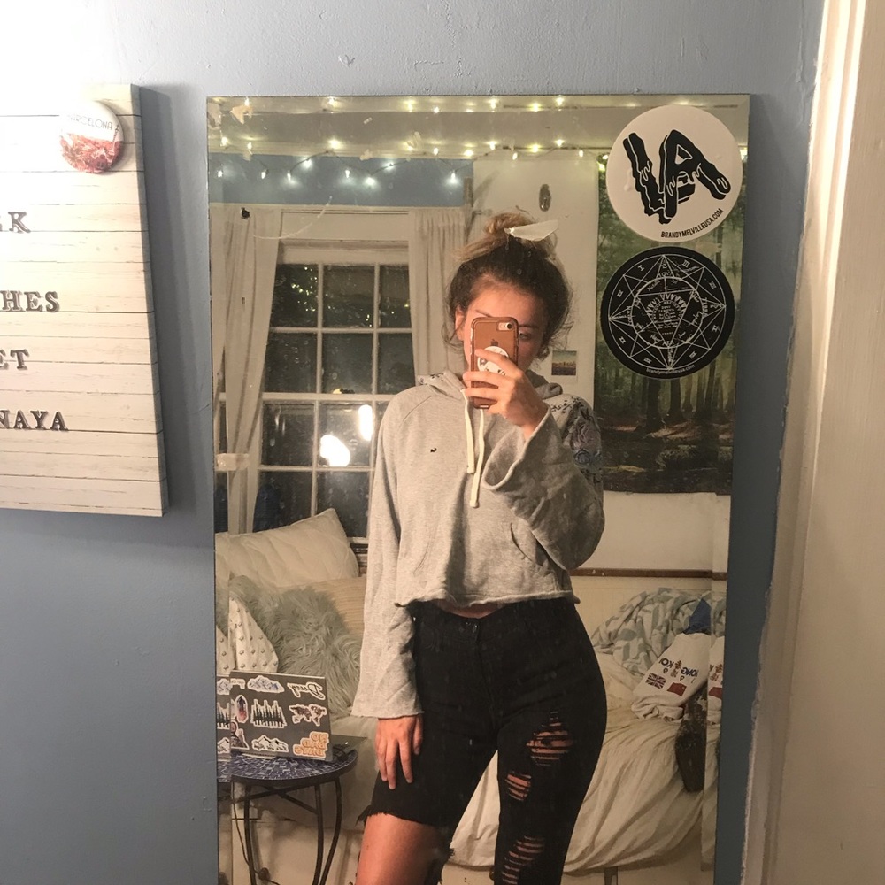 American rag flower cropped sweatshirt